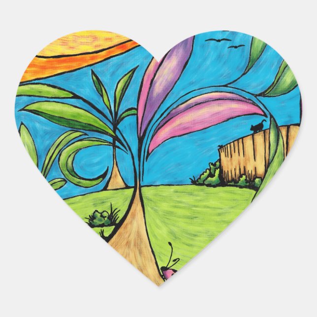 Heart Stickers, Summer Fun Doodle Sticker (Front)