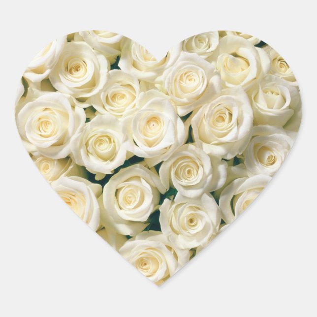 Heart Stickers-White Roses Sticker (Front)