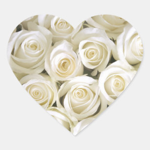 Heart Stickers-White Roses Sticker