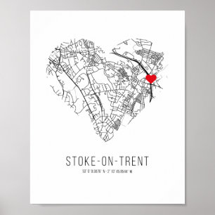 Heart Stoke-on-Trent City Map (United Kingdom) Poster