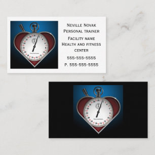 Heart stopwatch personal trainer physical therapy  business card