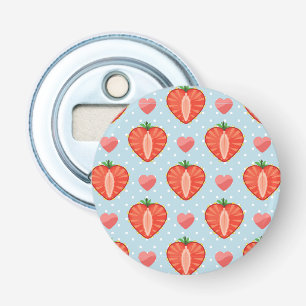 Heart Strawberries with Polka Dots And Hearts Bottle Opener