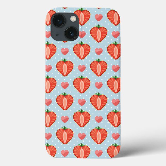 Heart Strawberries with Polka Dots And Hearts Case-Mate iPhone Case (Back)