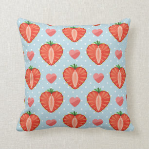 Heart Strawberries with Polka Dots And Hearts Cushion
