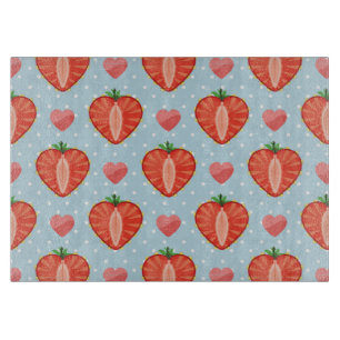 Heart Strawberries with Polka Dots And Hearts Cutting Board