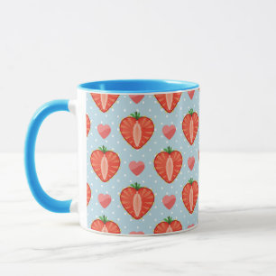 Heart Strawberries with Polka Dots And Hearts Mug