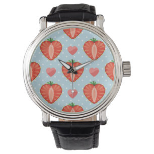 Heart Strawberries with Polka Dots And Hearts Watch