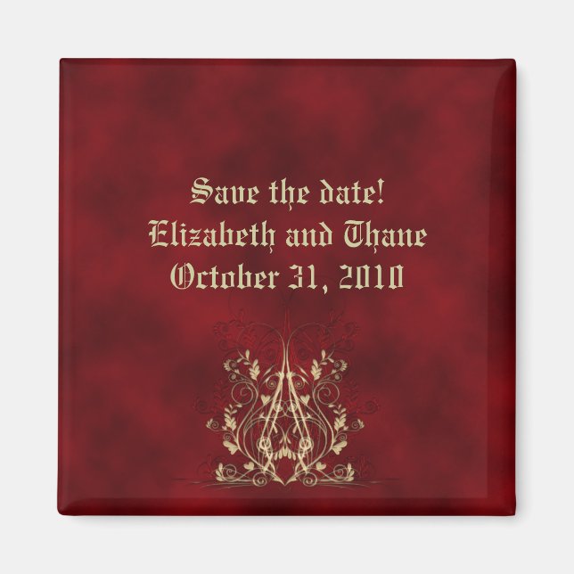 Heart Strings Gothic Save the Date Magnet (Front)