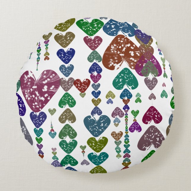 Heart strings round cushion (Front)
