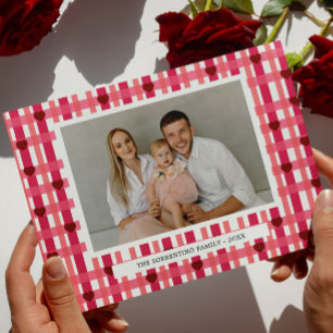 Heart striped family modern photo valentine day holiday card