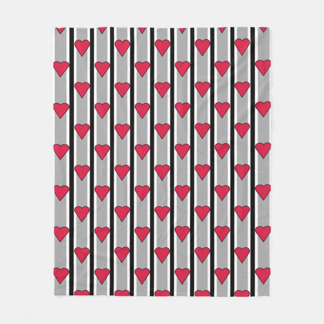Heart Striped Fleece Blanket (Front)