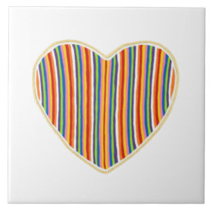 Heart Stripes 6 x 6 Ceramic Tile