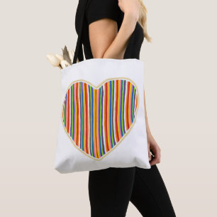 Heart Stripes Tote Bag