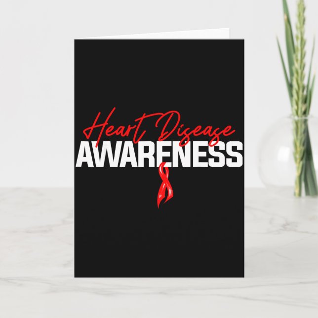 Heart Support Squad Red Ribbon Heart Disease Aware Card (Front)