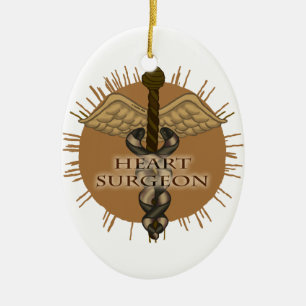 Heart Surgeon Caduceus Ceramic Tree Decoration
