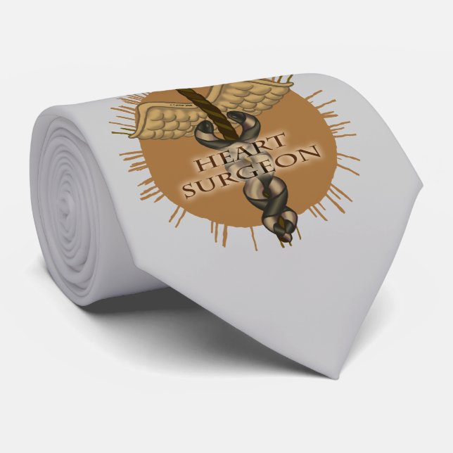 Heart Surgeon caduceus  Tie (Rolled)