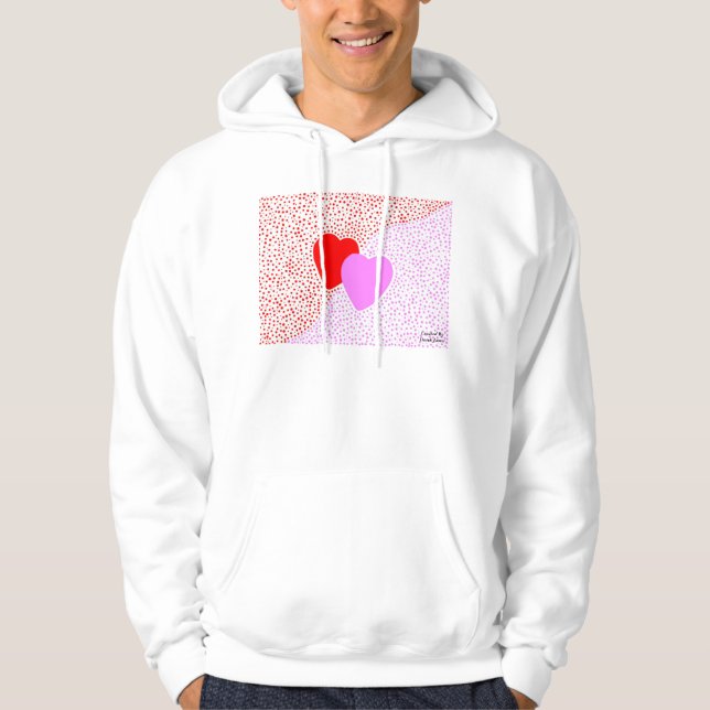 Heart Surprise Men's White Pullover Hoodie (Front)
