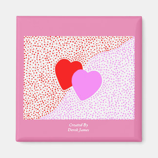 Heart Surprise Square Magnet With Pink