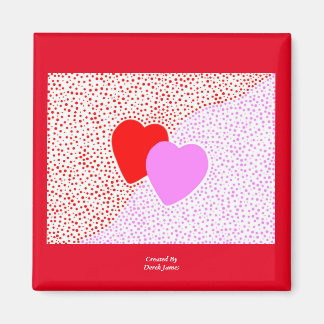 Heart Surprise Square Magnet With Red