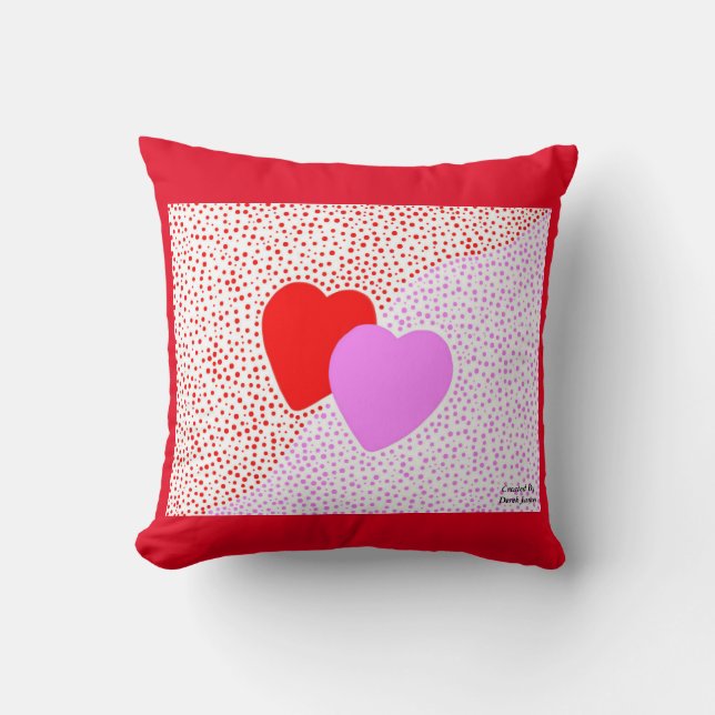 Heart Surprise Square Throw Pillow With Red (Front)
