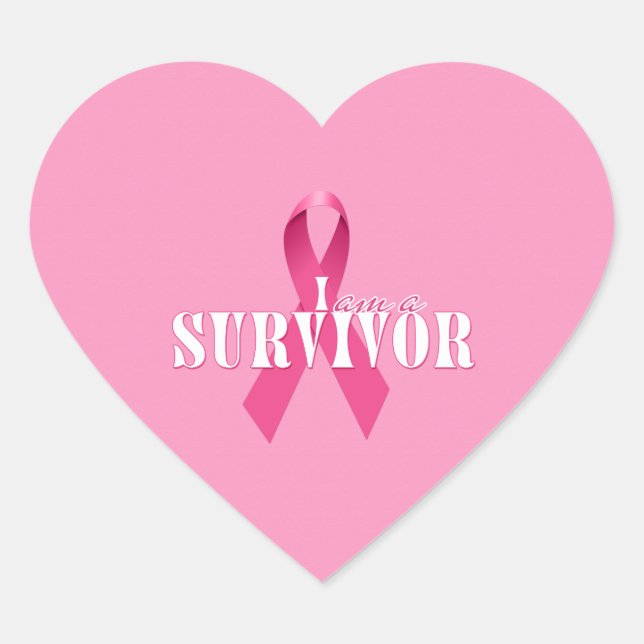 Heart Survivor Breast Cancer Awareness Heart Sticker (Front)