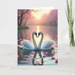 Heart Swans Golden Hour Love Card