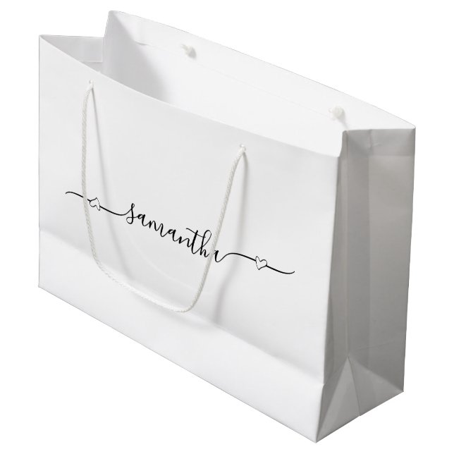 Heart Swash Signature Name Large Gift Bag (Front Angled)