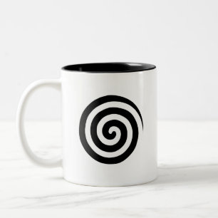 Heart & Swirl Spiral Circles in Black & White Two-Tone Coffee Mug