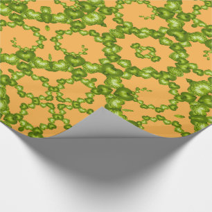 Heart Swirls,Green-Orange-01-GIFT WRAPPING PAPER