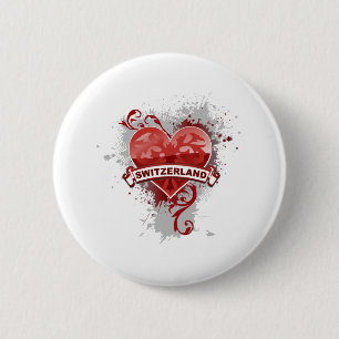Heart Switzerland 6 Cm Round Badge