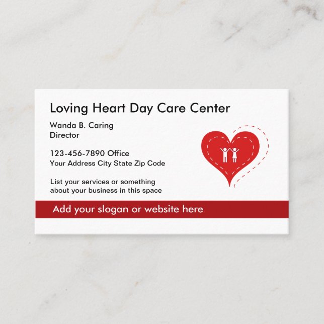 Heart Symbol Day Care Centre And Family Services Business Card (Front)