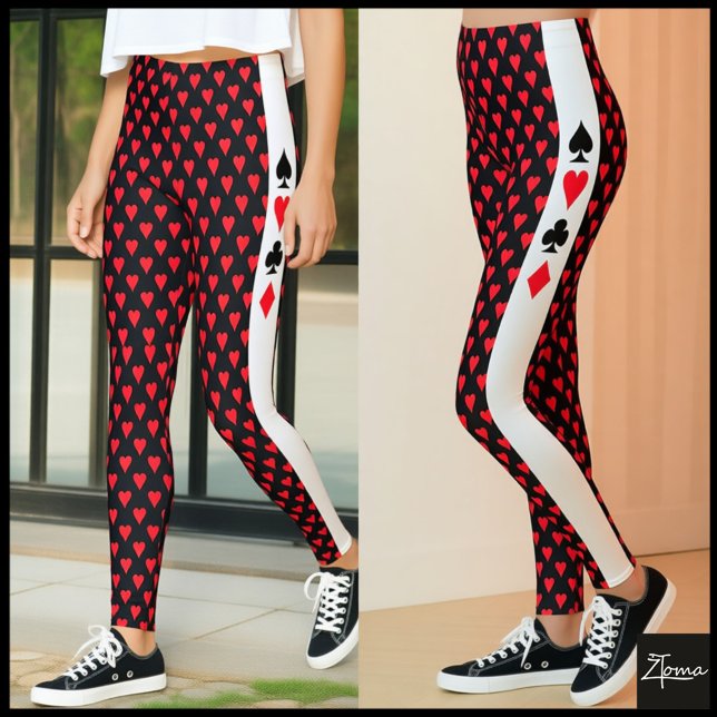 Heart Symbol Pattern black red + Playing Card Leggings (Creator Uploaded)