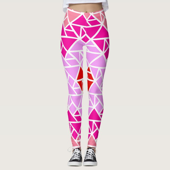 Heart Tangram Pattern  Leggings (Front)
