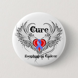Heart Tattoo Wings - Cure Oesophageal Cancer 6 Cm Round Badge