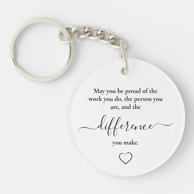 Heart Teacher Employee Recognition Retirement Gift Key Ring (Front)
