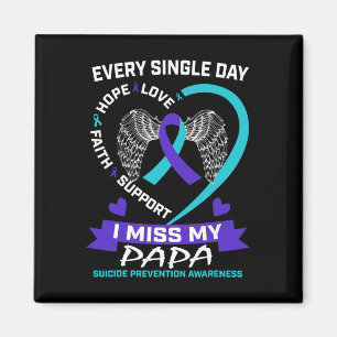 Heart Teal Purple I Miss Papa Suicide Awareness Pr Magnet