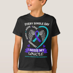 Heart Teal Purple Miss My Uncle Suicide Awareness  T-Shirt