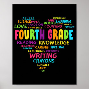 Heart Tee Fourth Grade Team Teacher Student Back T Poster