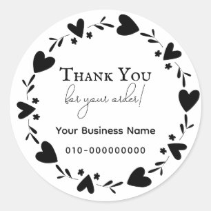 Heart Thank you for your order Classic Round Sticker