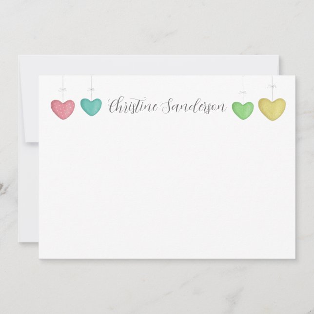 Heart Thank You Note Card Personalized Stationery (Front)