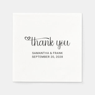 Heart Thank You Typography Wedding Napkin