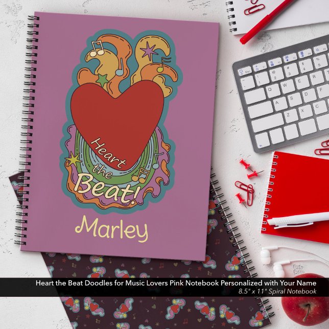 Heart the Beat: Doodles for Music Lovers: Pink Notebook (Heart the Beat Doodles for Music Lovers Pink Notebook Personalized with Your Name)