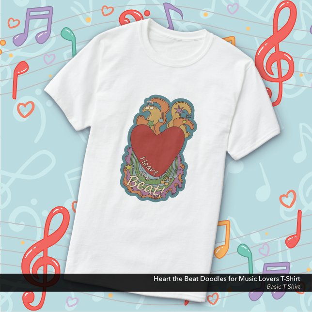 Heart the Beat Doodles for Music Lovers T-Shirt (Heart the Beat Doodles for Music Lovers T-Shirt)