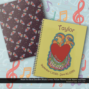 Heart the Beat Doodles for Music Lovers Yellow Planner