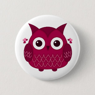 Heart the Pink Owl 6 Cm Round Badge