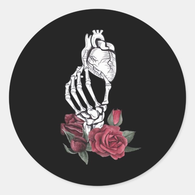 Heart The Skeleton's Hand Classic Classic Round Sticker (Front)