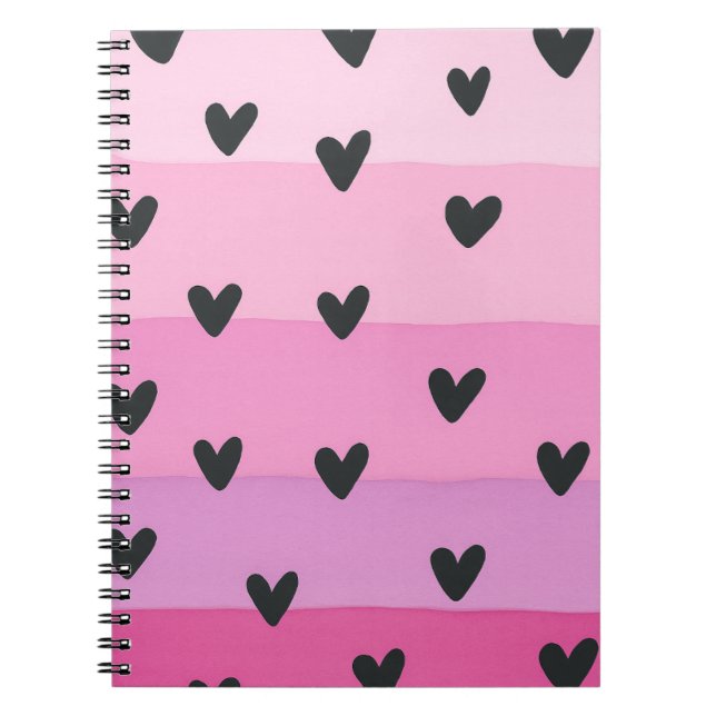 Heart-themed Design Watercolor  Notebook (Front)