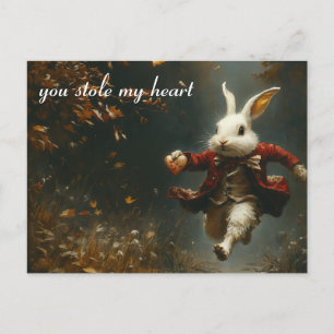 Heart Thief Romantic Steampunk Bunny Postcard
