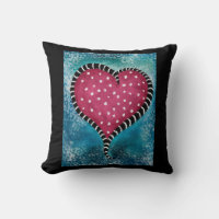 Heart Throw Pillow Pink Blue Black Cute