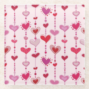 Heart Tiles Glass Coaster